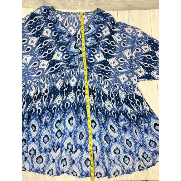 Avenue Womens Blue & White Boho Tunic Top With Button Details Size 22/24 - Picture 4 of 16